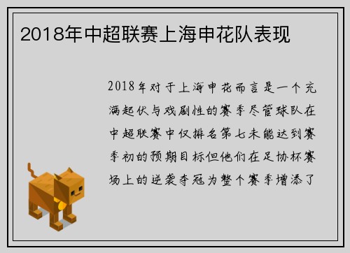2018年中超联赛上海申花队表现